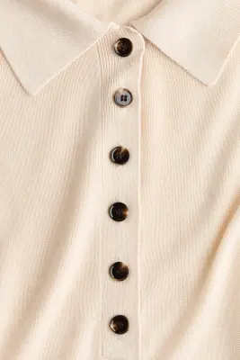 Polo en maille fine - Beige clair — photo 4
