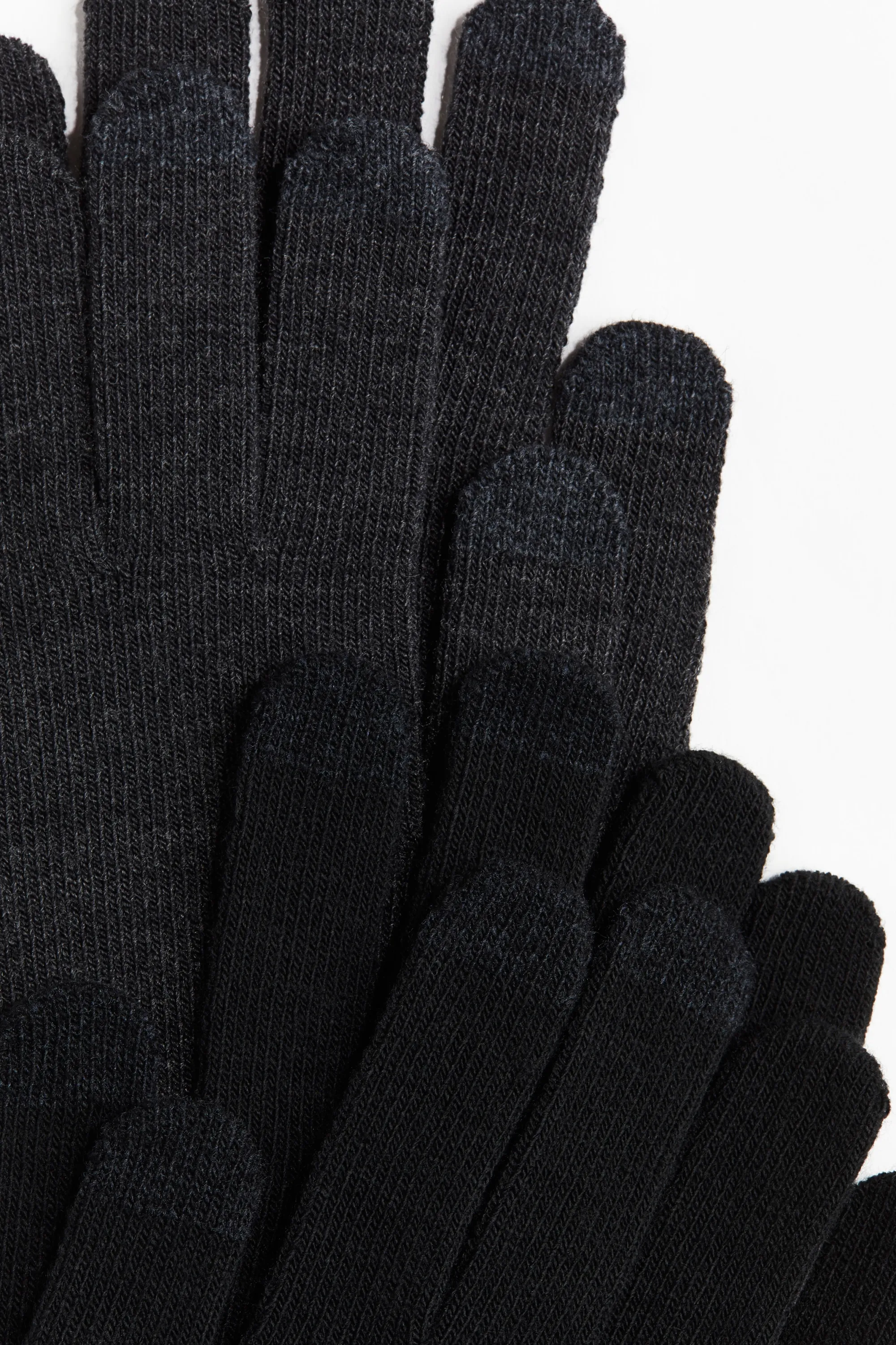 Lot de 2 paires de gants - Gris foncé chiné/noir
