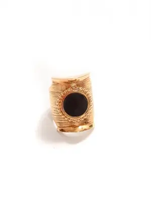 Bague DJILL chevalière en laiton doré à l'or fin et pierre onyx noir Prix boutique 230€ Taille 54 — photo 1