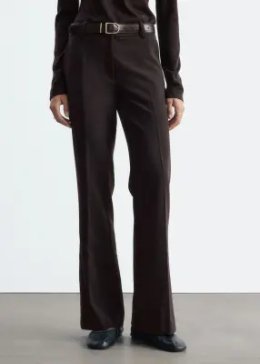 Pantalon évasé à plis marqués - Marron foncé — photo 2