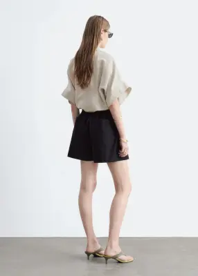 Short taille haute en coton - Noir — photo 5