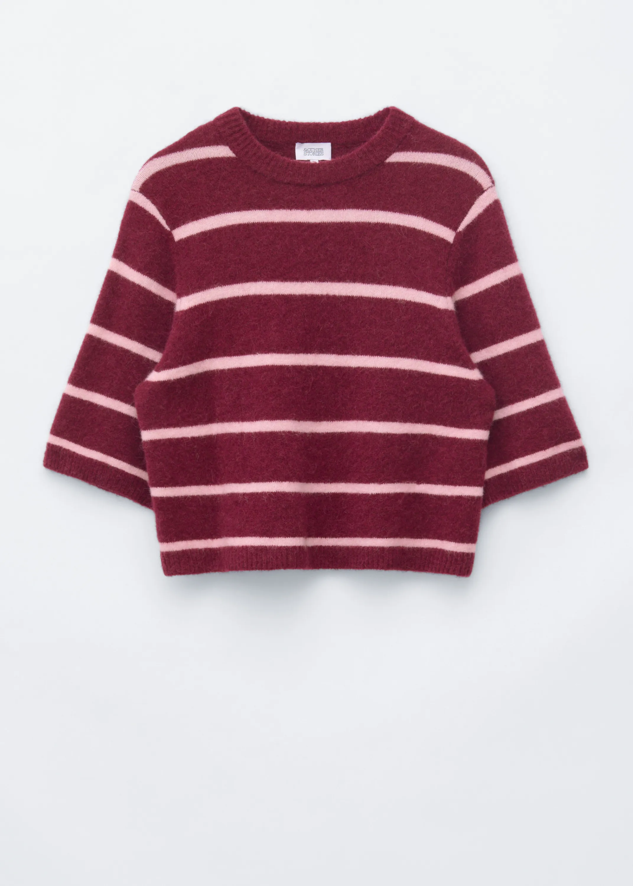 T-shirt en maille d’alpaga mélangé - Bordeaux/Rose