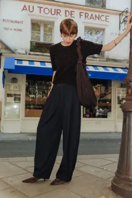 Pantalon balloon rayé Femme — photo 3