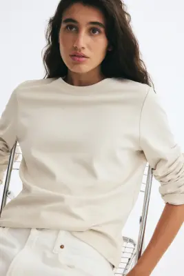 Top en coton interlock - Beige clair — photo 2