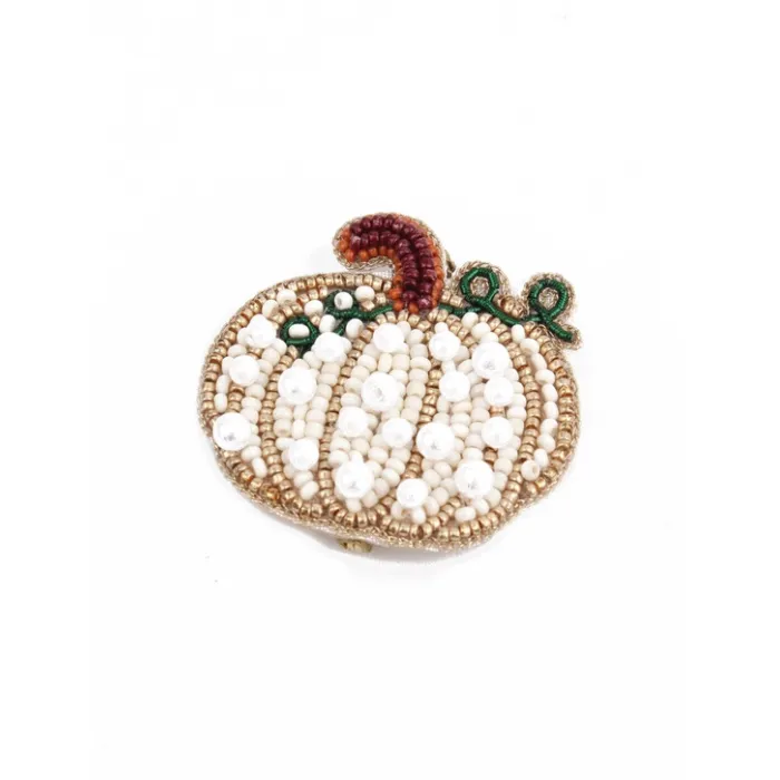 Broche Brodée Citrouille
