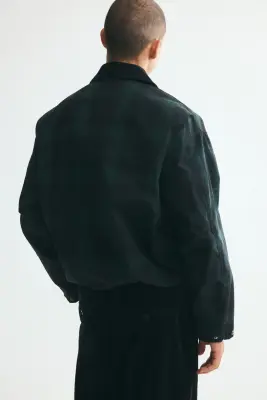 Veste coach en coton - Vert/carreaux bleu marine — photo 3