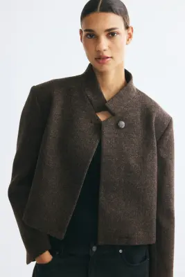 Blazer en tweed de laine mélangée - Taupe foncé — photo 1