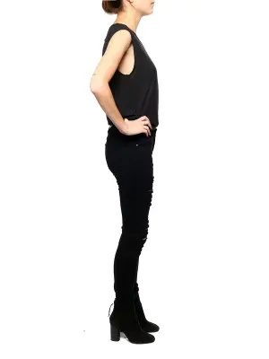 Pantalon LE SKINNY DE JEANNE en coton stretch noir lacéré NEUF Prix boutique 270€ Taille XS — photo 4
