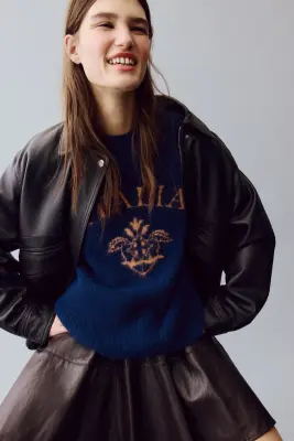 Pull avec motif jacquard - Bleu foncé/Italia — photo 2