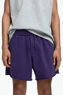 Short Relaxed Fit en molleton - Violet foncé — photo 1