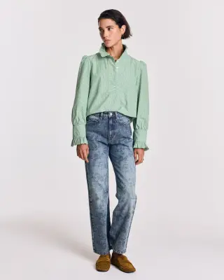 Blouse Source rayures vertes et écrues — photo 2