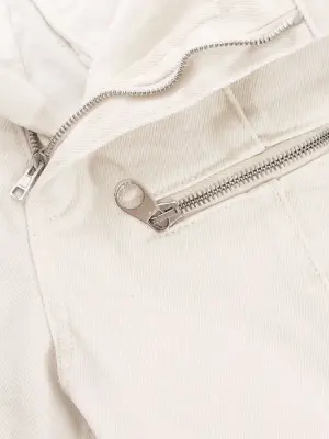 Jean flared en denim blanc zip argent Prix boutique 1215€ Taille 38/40 — photo 4