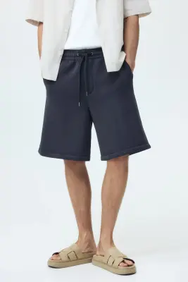 Short Relaxed Fit en scuba - Gris foncé — photo 2