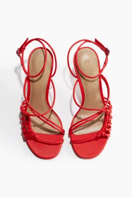 Sandales à talon avec brides fines - Rouge — photo 1