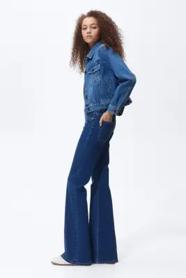 Flared High Jeans - Bleu denim — photo 3