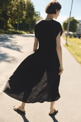 Robe midi à boutons - Noir — photo 3
