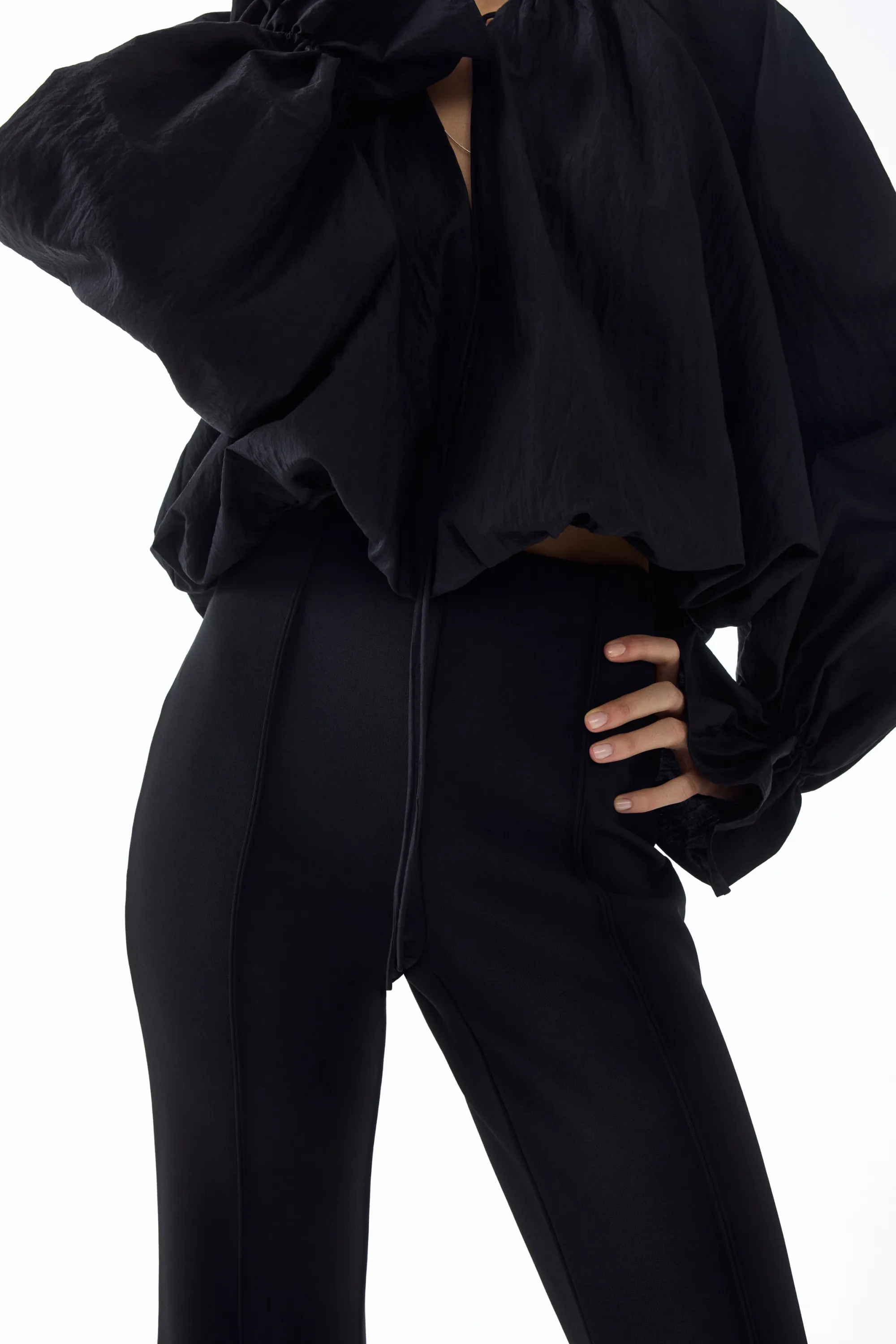 Pantalon évasé avec plis - Noir