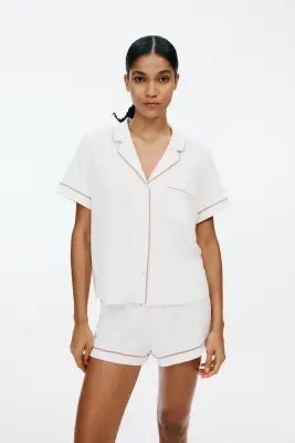 Pyjama en viscose mélangée - Crème — photo 1