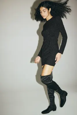 Robe avec détail torsadé - Noir/scintillant — photo 2