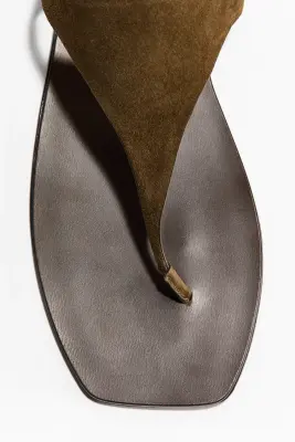 Sandales en cuir - Vert kaki foncé — photo 2