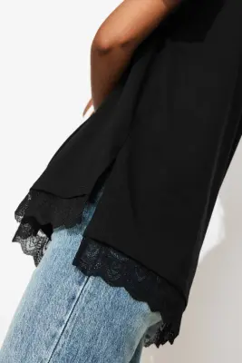 T-shirt détail dentelle Femme — photo 5