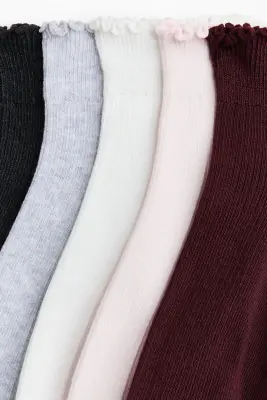 Lot de 5 paires de socquettes - Bordeaux/rose clair/crème — photo 2