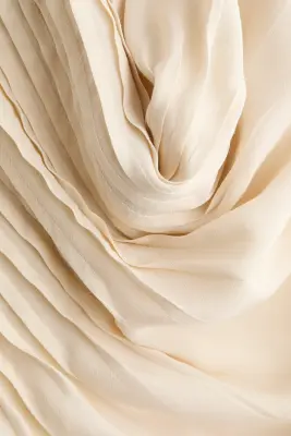 Robe avec panneau en dentelle et plis nervure - Crème — photo 5