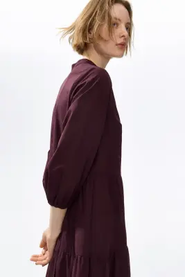 Robe midi à étages - Violet foncé — photo 3