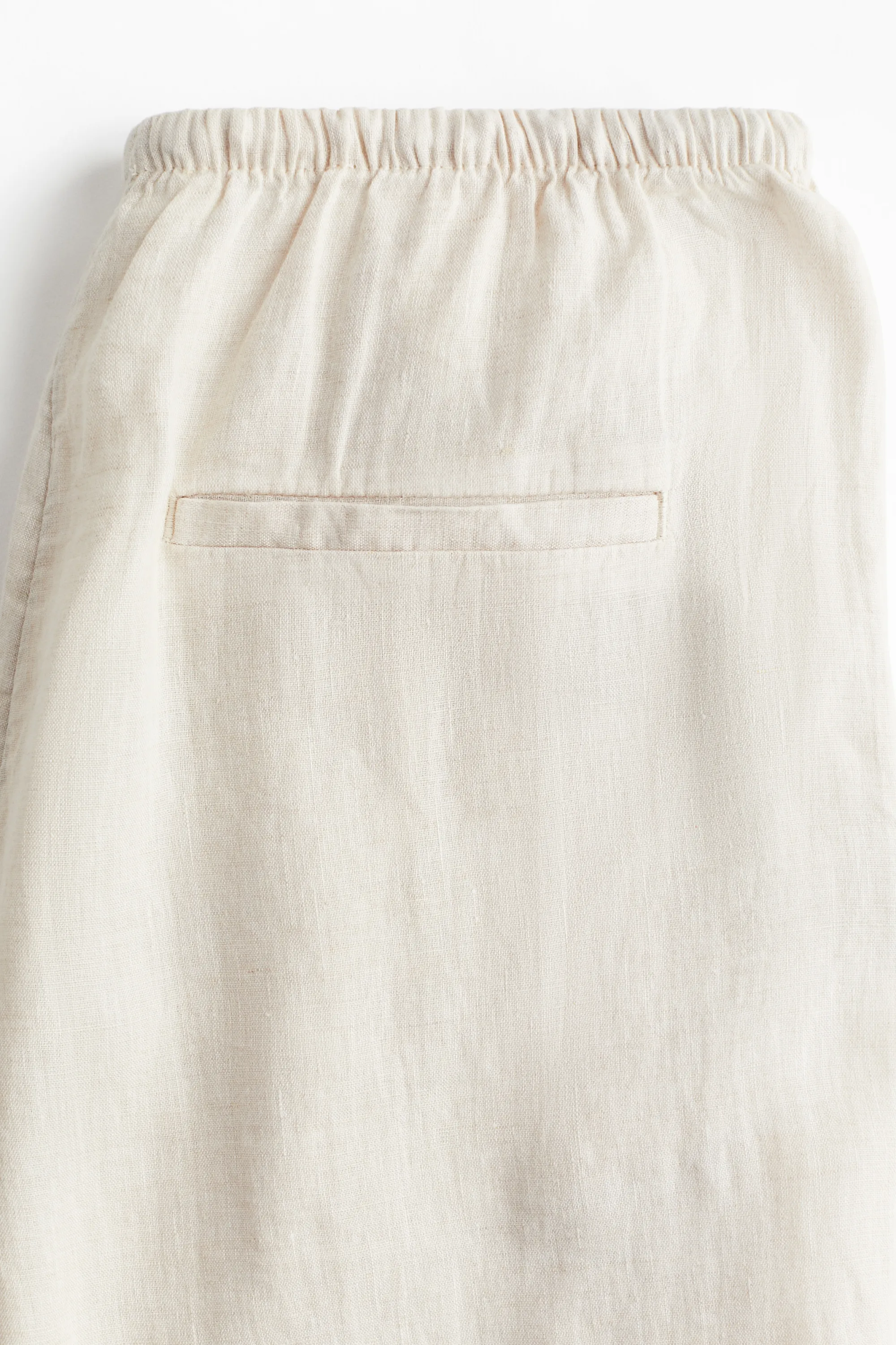 Pantalon en lin avec cordon de serrage - Beige clair