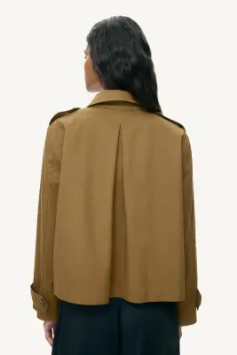 Veste façon trench en coton - Vert kaki foncé — photo 4
