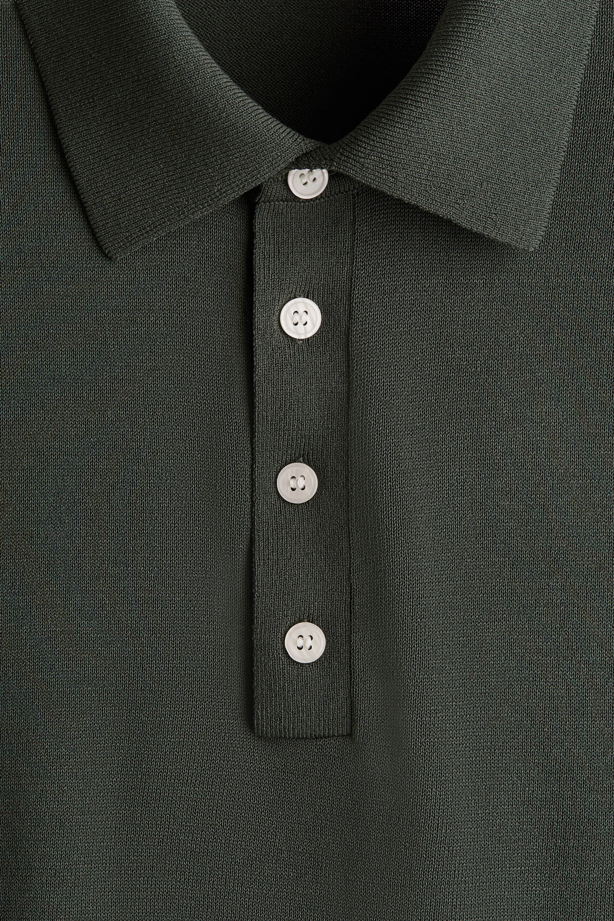 Polo Regular Fit en maille fine - Vert foncé