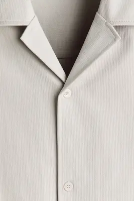 Chemise texturée Relaxed Fit avec col cubain - Gris clair — photo 4