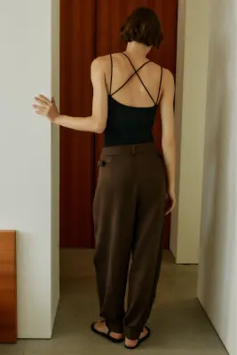 Pantalon ballon avec boucle - Taupe foncé — photo 4