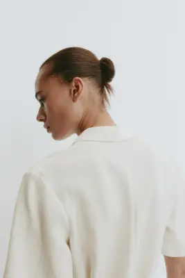 Robe chemise avec ceinture à nouer - Blanc — photo 3
