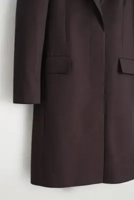 MANTEAU TAILLEUR LONG EN COTON - BORDEAUX — photo 2