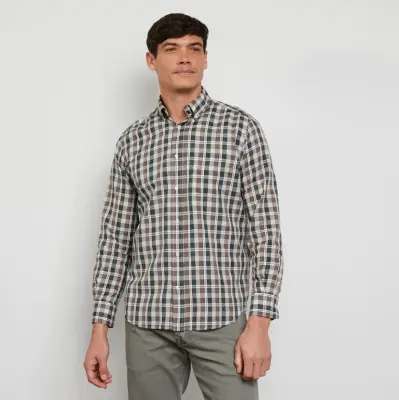 EDEN PARK CHEMISE ECOSSAISE Kaki — photo 3