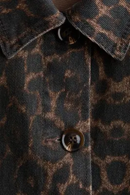 Veste en denim de coton - Marron/imprimé léopard — photo 3