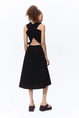 Robe smockée en popeline - Noir — photo 2