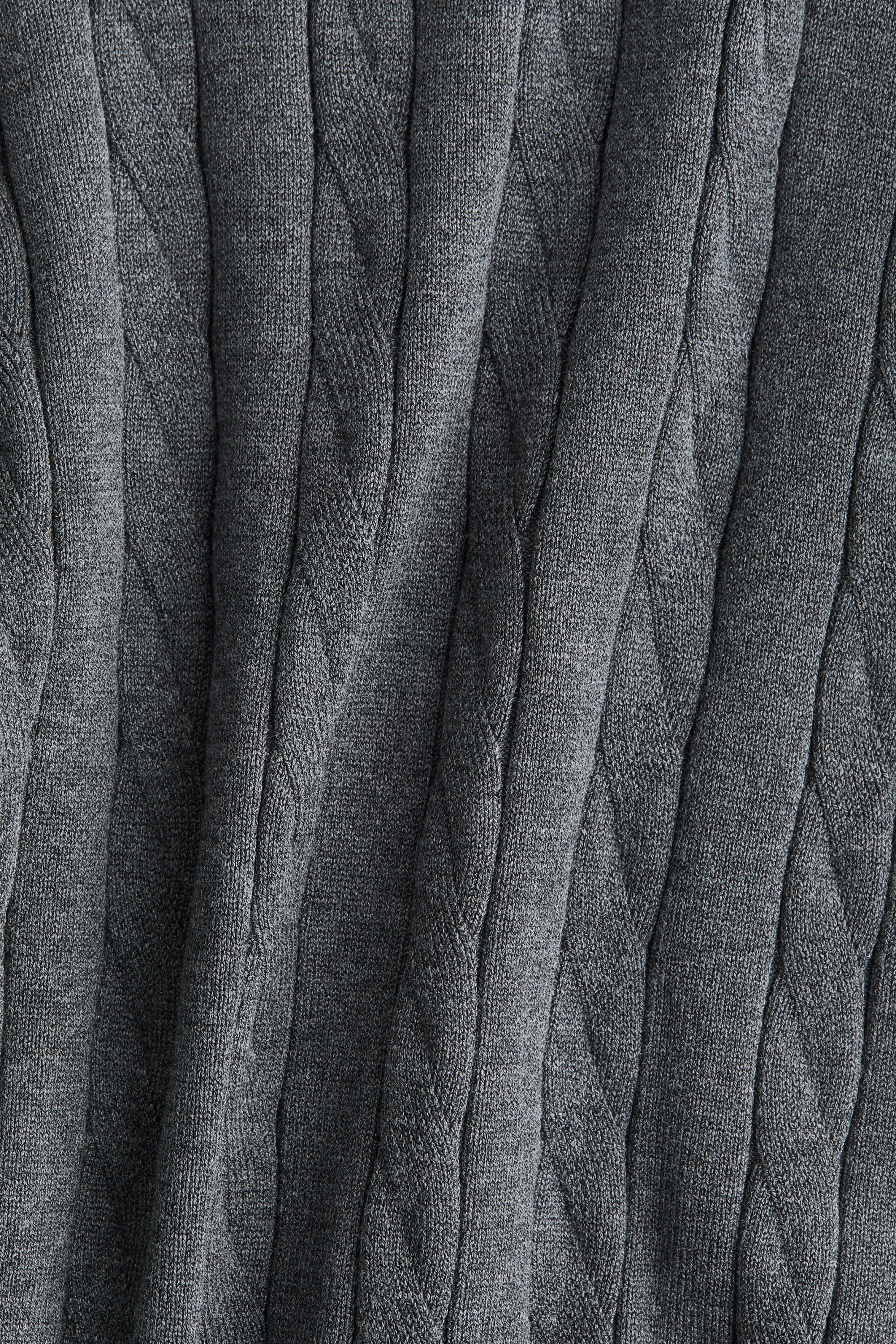 Polo en maille torsadée - Gris chiné