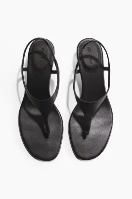 Sandales à talon en cuir - Noir — photo 1