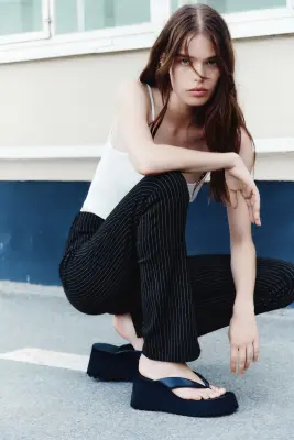 Pantalon à taille élastique en jersey romanite - Noir — photo 2