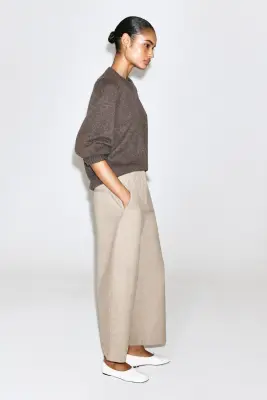 PANTALON BARREL EN VELOURS CÔTELÉ - SABLE — photo 3