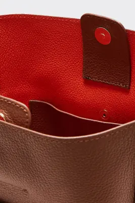 Sac Sofia grainé cognac intérieur orange — photo 4