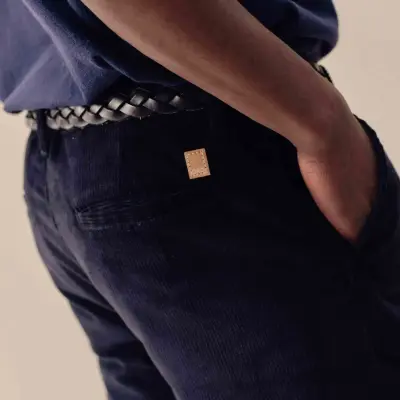 Chino marine Jeannot velours demi-slim — photo 5