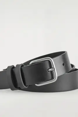 CEINTURE EN CUIR CLASSIQUE - NOIR / ARGENT — photo 2