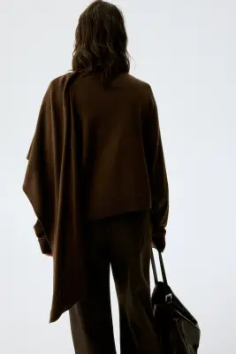 MAMA Pull d'allaitement avec détail façon écharpe - Marron foncé — photo 2