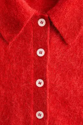 Polo en mohair mélangé - Rouge — photo 5