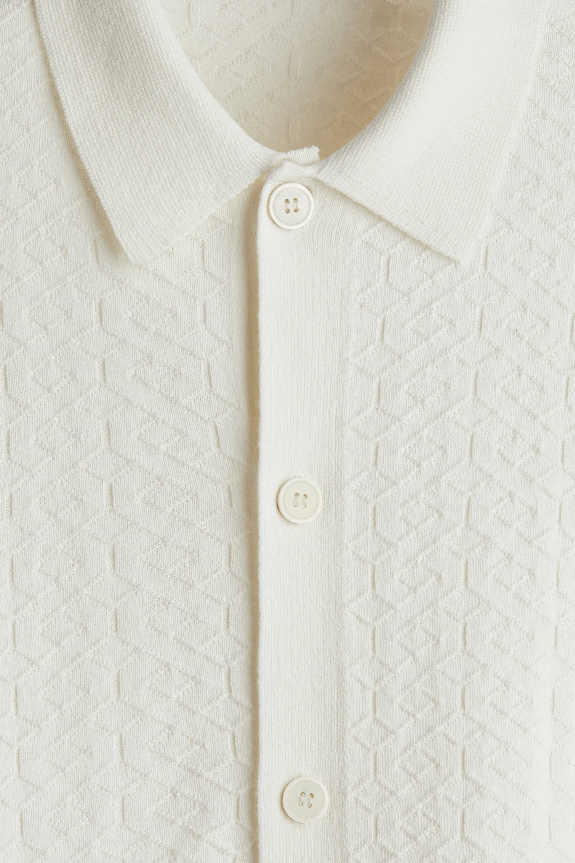 Chemise Regular Fit en maille texturée - Crème