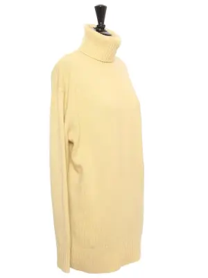 Pull col roulé en laine de cachemire 100% jaune pâle Prix boutique 1700€ Taille XL — photo 3