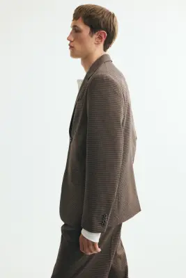 Veste légère Relaxed Fit - Marron foncé/carreaux — photo 4